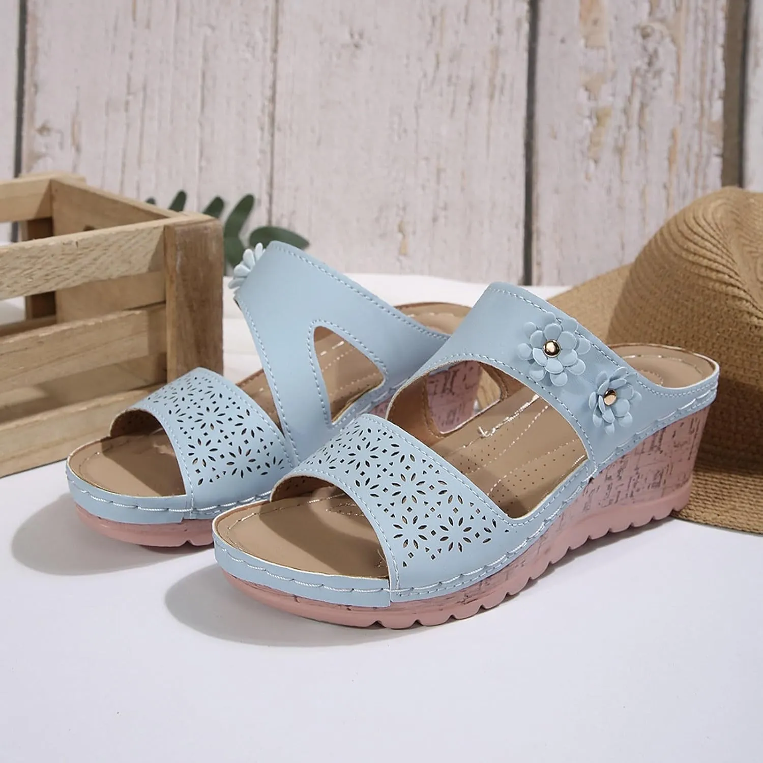 Orthopedic Wedge Sandals for Women Platform Slip-On Fashion Sandals Outdoor Comfortable Breathable Stylish Casual Footwear Summer Sandals Comfortable Casual Sandals