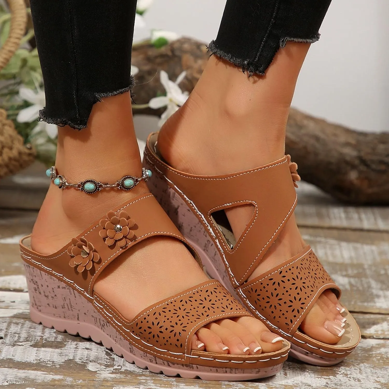 Orthopedic Wedge Sandals for Women Platform Slip-On Fashion Sandals Outdoor Comfortable Breathable Stylish Casual Footwear Summer Sandals Comfortable Casual Sandals