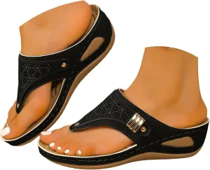 Orthopedic Wedge Sandals for Women Summer Dressy 2025 Flip Flops Comfort Platform Footwear Casual Walking Wedges Cushion Footbed Sandal Slip on Thong Shoes Casual