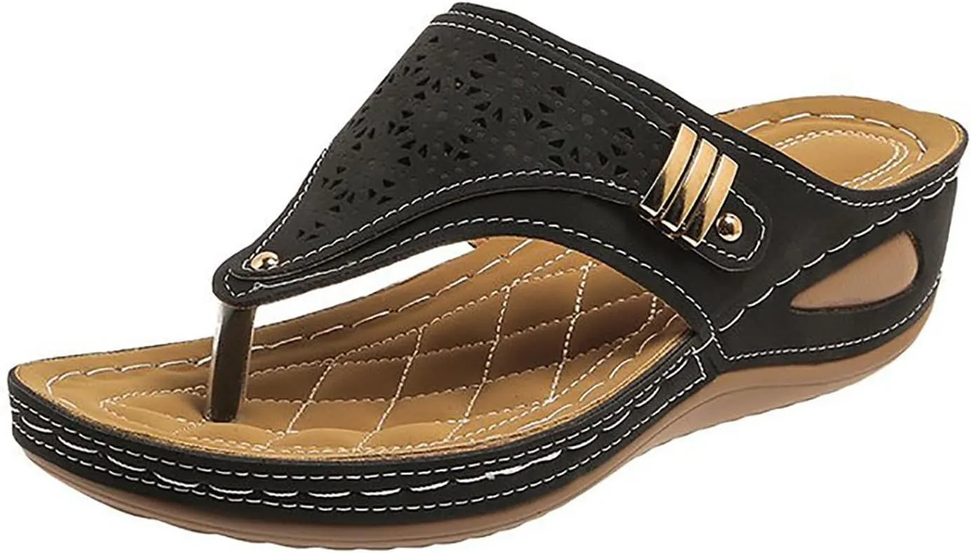 Orthopedic Wedge Sandals for Women Summer Dressy 2025 Flip Flops Comfort Platform Footwear Casual Walking Wedges Cushion Footbed Sandal Slip on Thong Shoes Casual