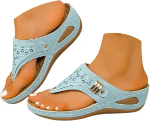 Orthopedic Wedge Sandals for Women Summer Dressy 2025 Flip Flops Comfort Platform Footwear Casual Walking Wedges Cushion Footbed Sandal Slip on Thong Shoes Casual