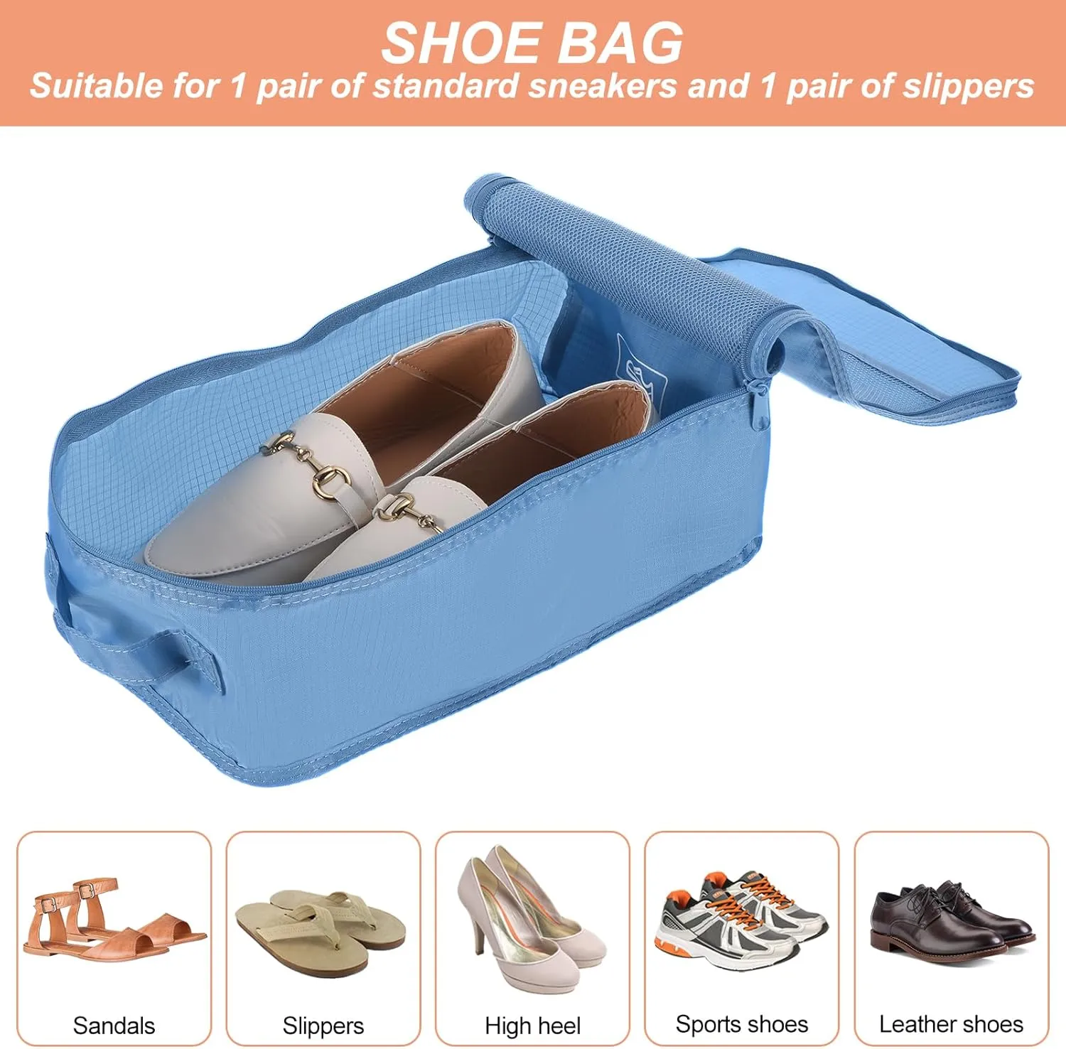 PATIKIL 6 Set Travel Packing Cube, Travel Bags Organizer for Luggage Waterproof Suitcase Organizer Bags Set Travel Essentials with Shoe Bag for Carry on Suitcases, Sea Blue