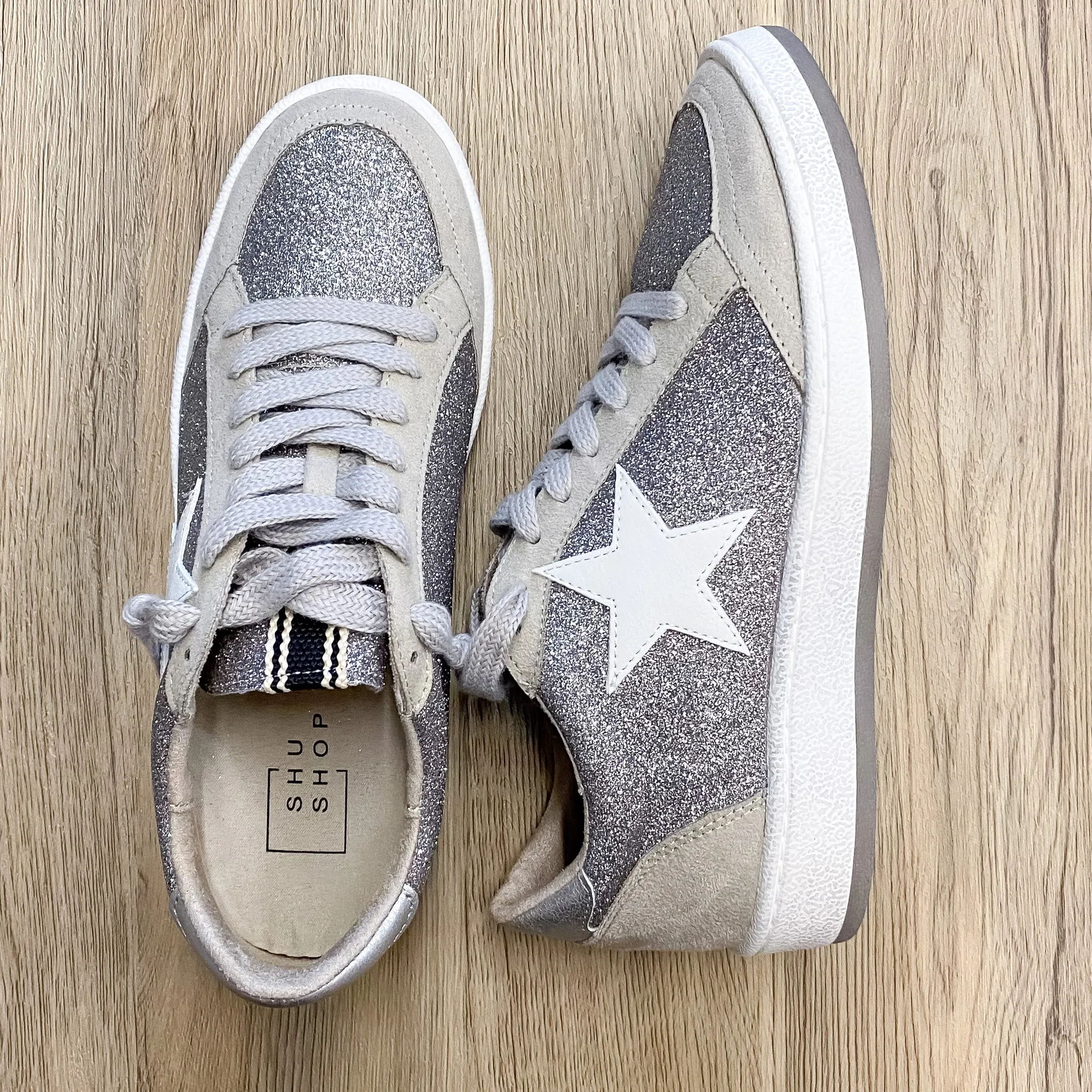 Paz Pewter Glitter Shu Shop Sneaker