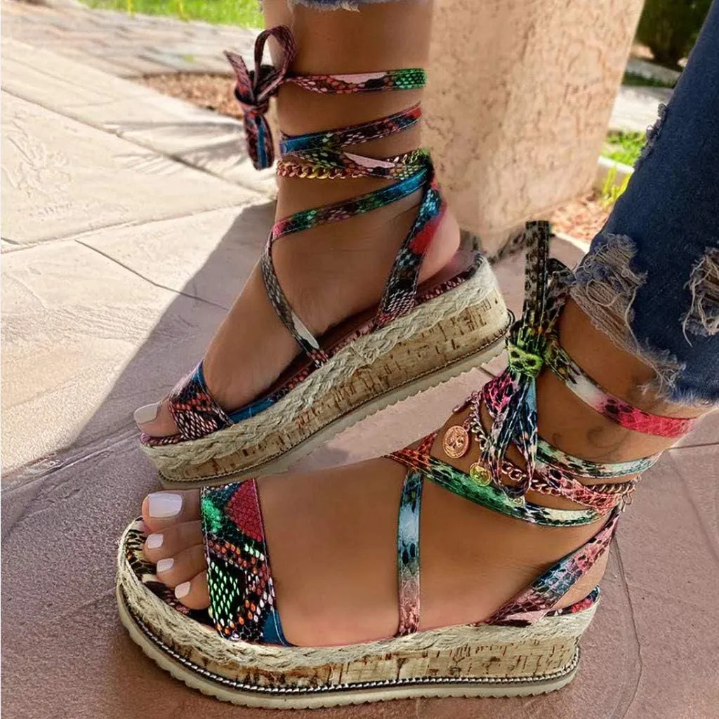peqiut Casual Sandals Women Flat Platform Adjustable Strap Sandals for Women Slip On Shoes Casual Beach Sandals