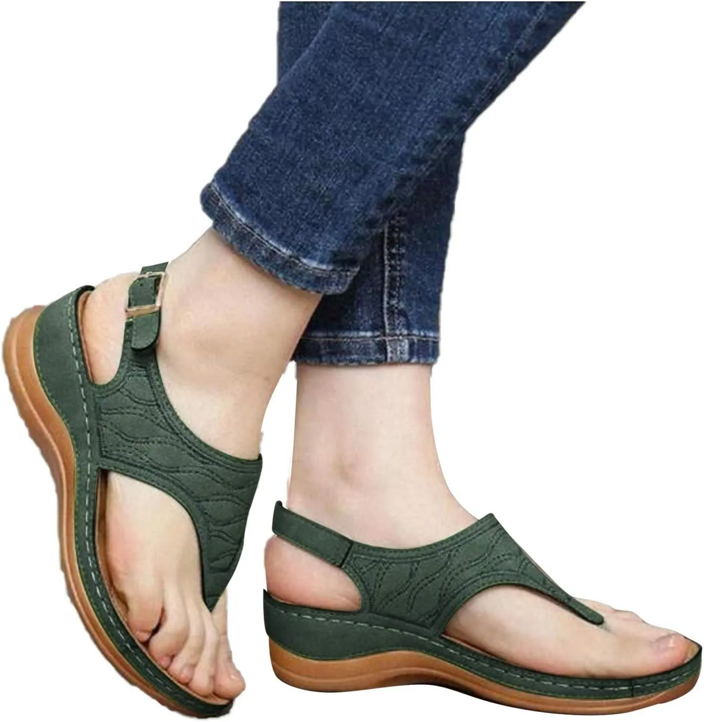 peqiut Casual Sandals Women Flat Platform Strap Sandals for Women Orthopedic Clip Toe Flip Flops Boho Casual Sandals