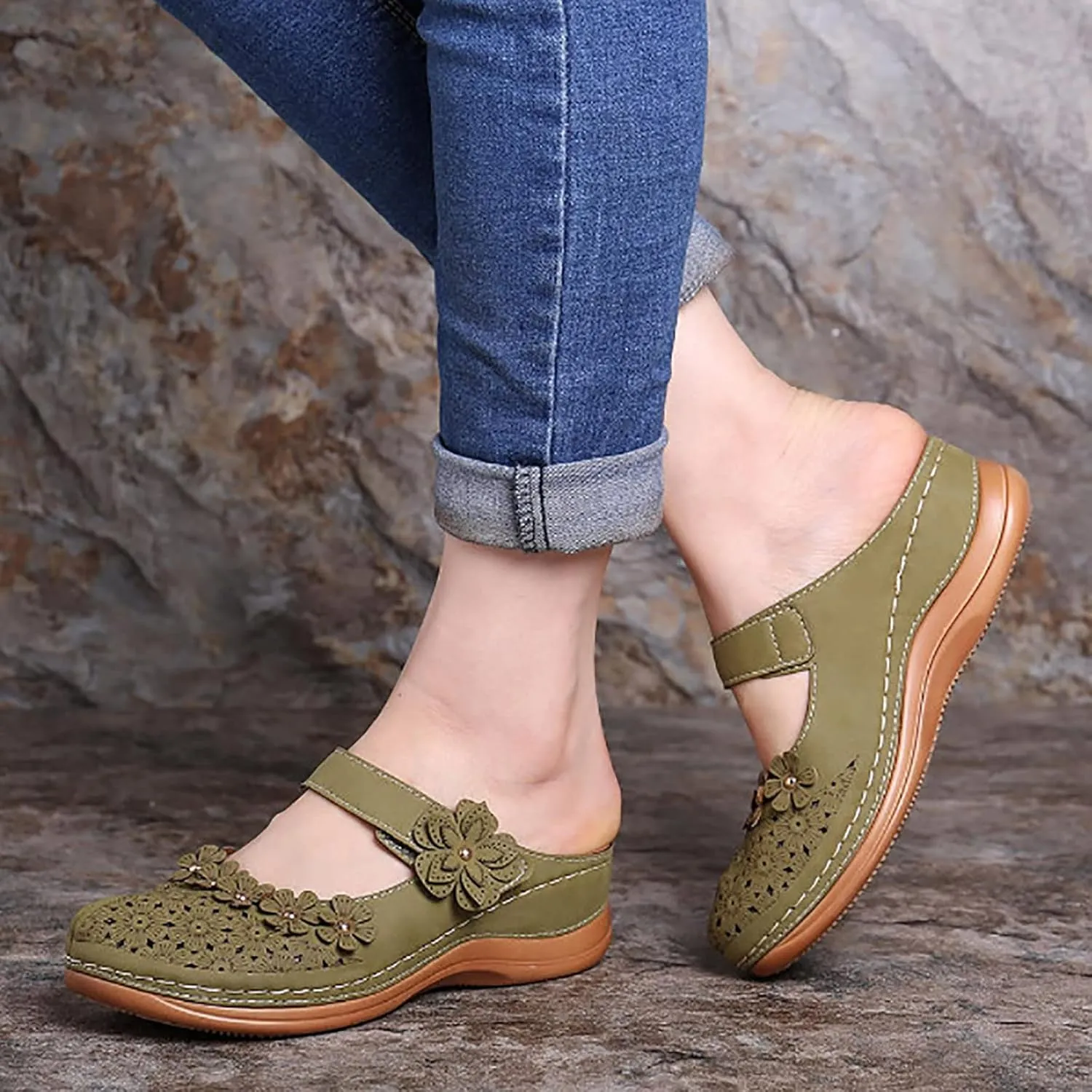 peqiut Casual Sandals Women Orthopedic Sandals for Women Arch Support Strap Shoes Comfortable Slip On Casual Sandals