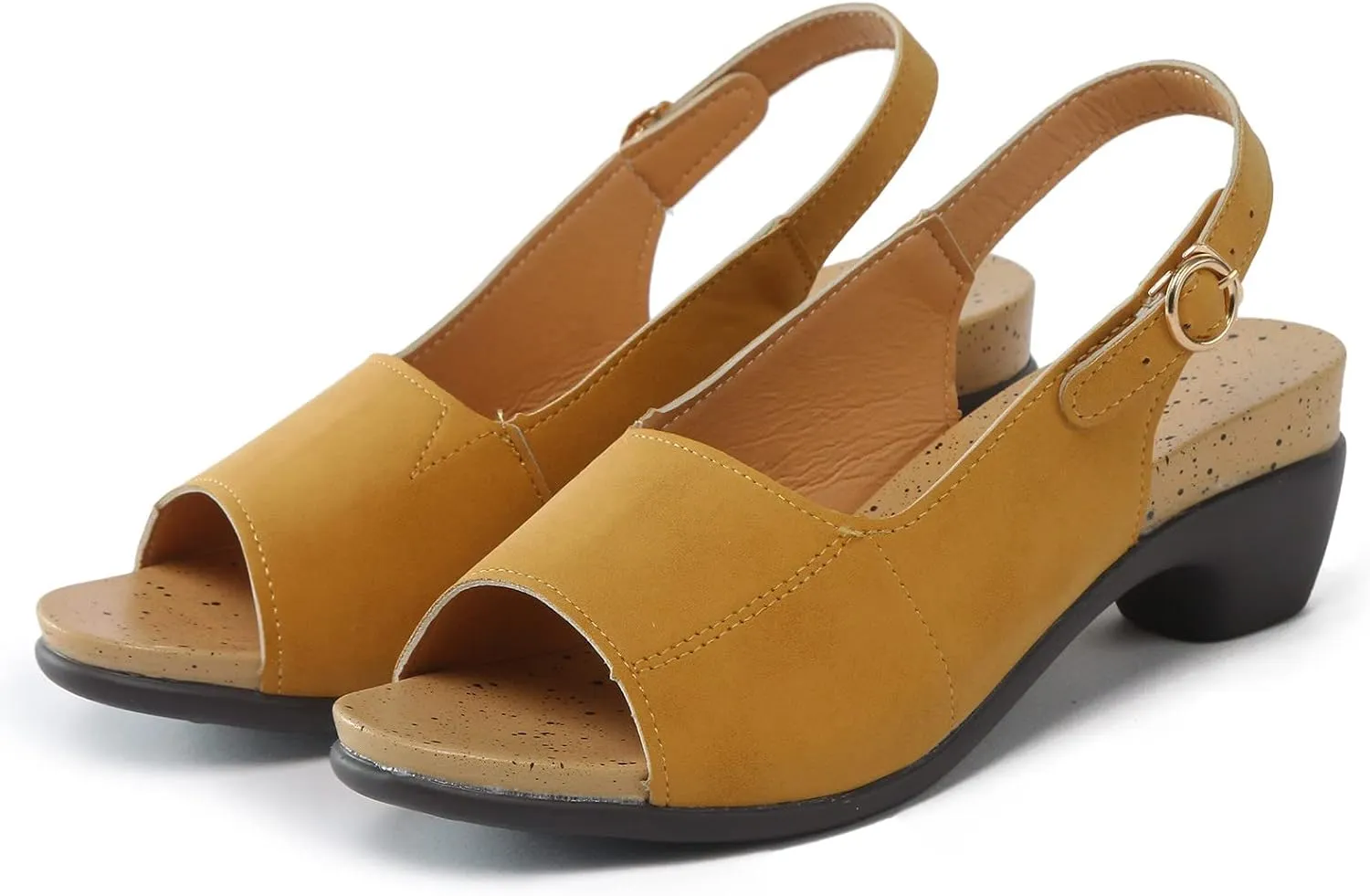 peqiut Casual Sandals Women Orthopedic Sandals for Women Chunky Heel Strap Shoes Comfortable Slip On Casual Sandals