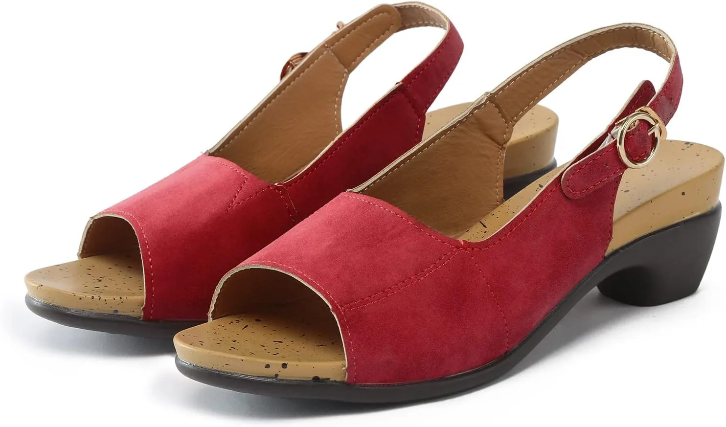peqiut Casual Sandals Women Orthopedic Sandals for Women Chunky Heel Strap Shoes Comfortable Slip On Casual Sandals