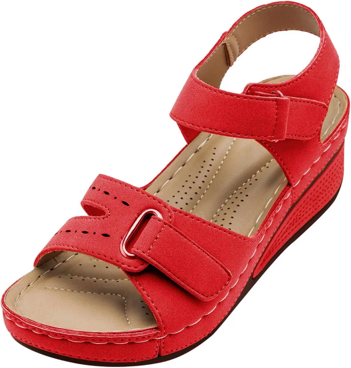 peqiut Casual Sandals Women Orthopedic Wedge Sandals for Women Ankle Strap Shoes Comfortable Fashion Casual Sandals