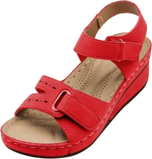peqiut Casual Sandals Women Orthopedic Wedge Sandals for Women Ankle Strap Shoes Comfortable Fashion Casual Sandals
