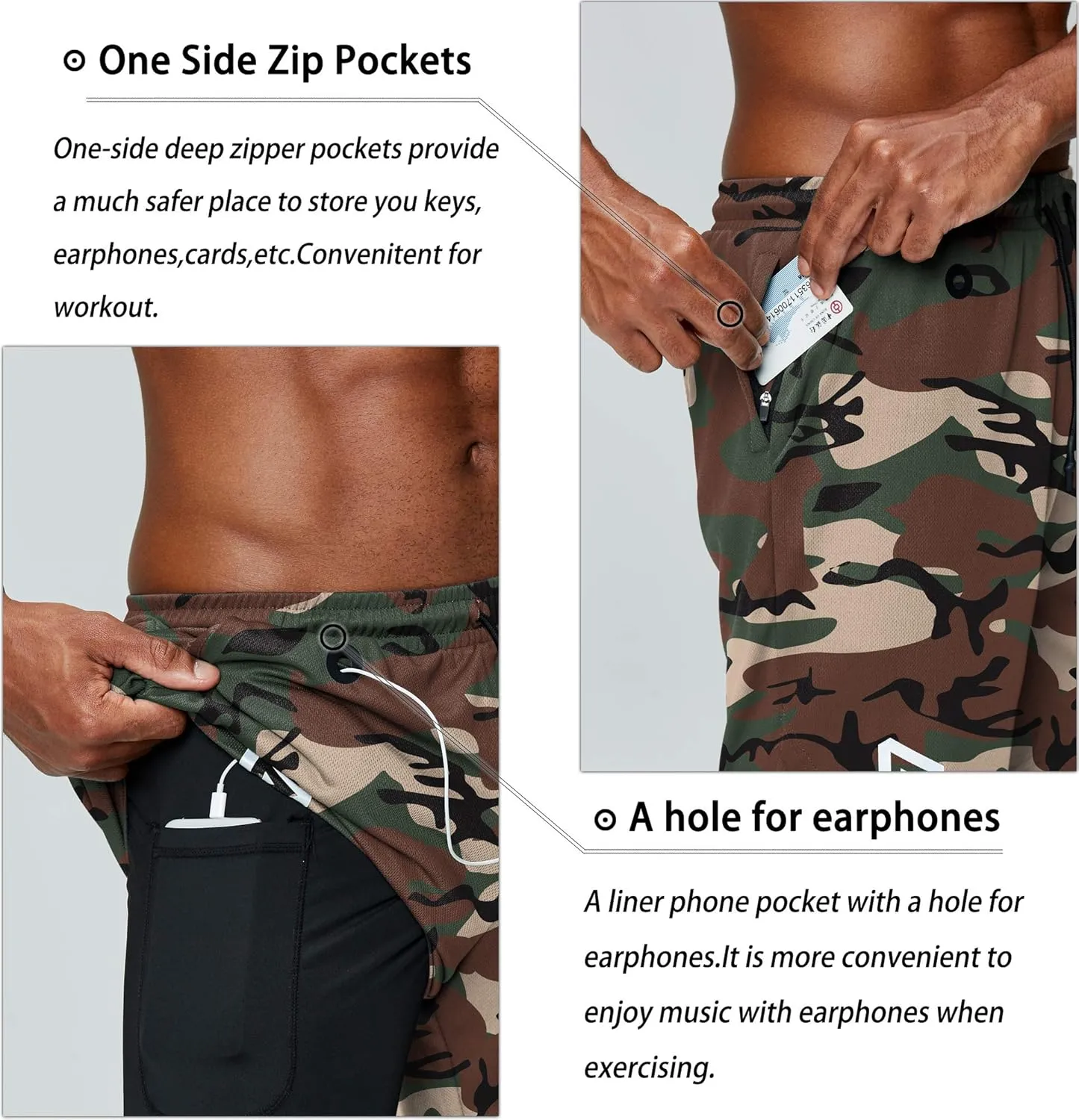 Pinkbomb Men's 2 in 1 Running Shorts Gym Workout Quick Dry Mens Shorts with Phone Pocket
