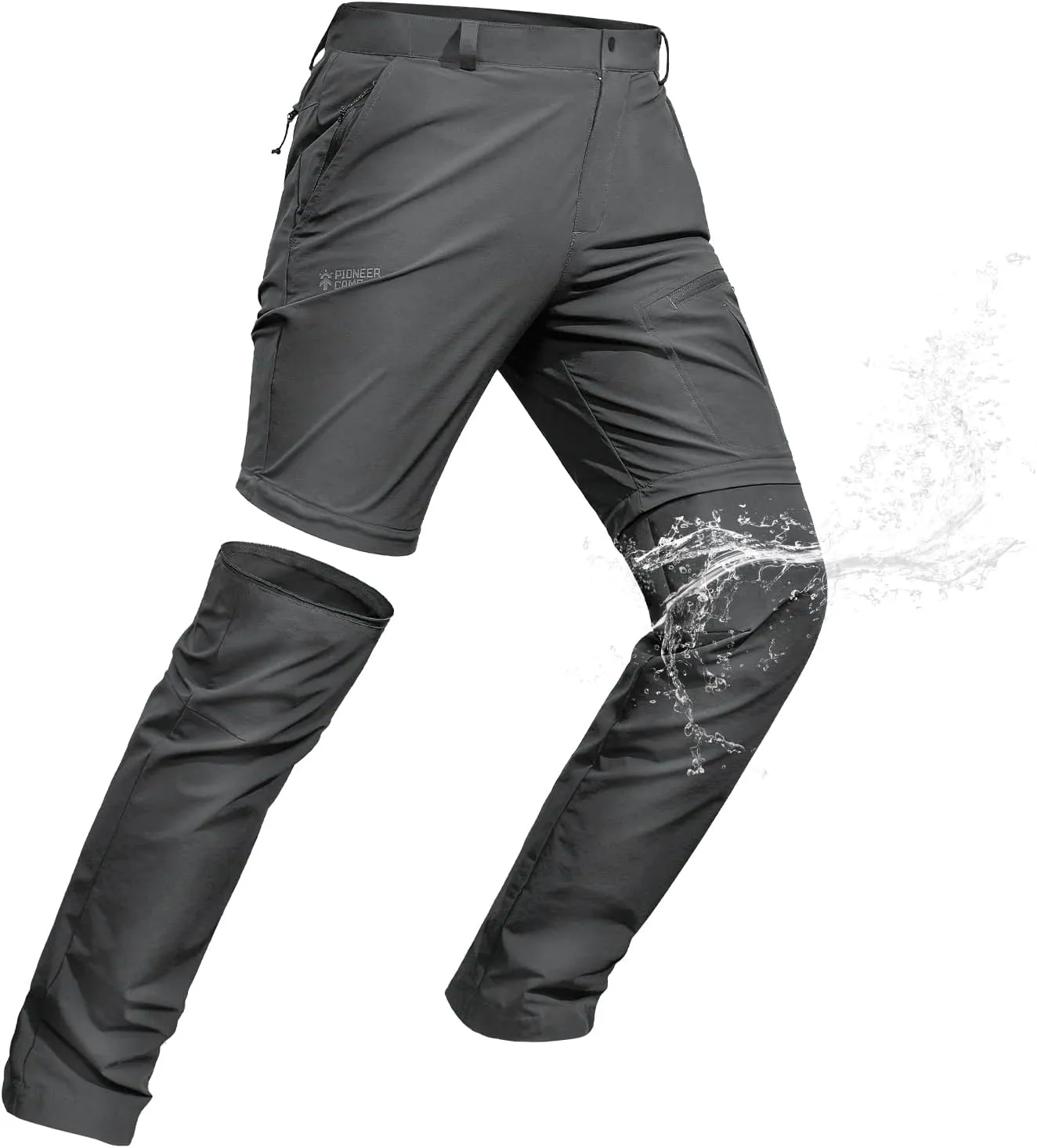 Pioneer Camp Men's Outdoor Convertible Hiking Pants Waterproof Quick Dry Fishing Pant Zip Off Work Trousers
