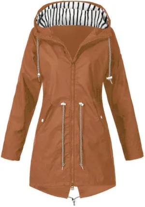 Plus Size Rain Jacket for Women Waterproof Lightweight Windbreaker Long Solid Windproof Solid Raincoats 2025