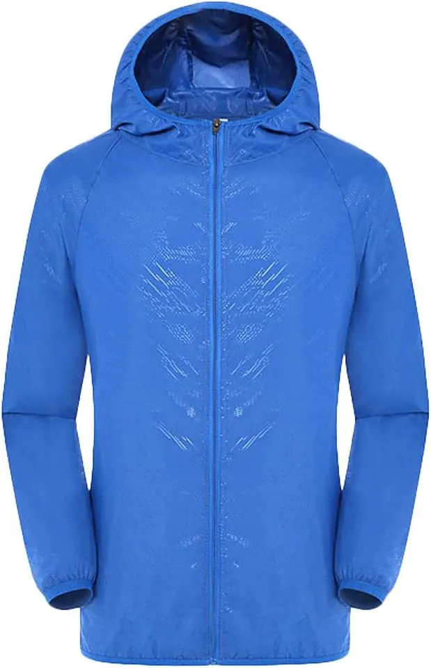 Rain Jacket Mens Waterproof with Hood Packable Lightweight Sun Protection Windbreaker Outdoor Cycling Rain Coats
