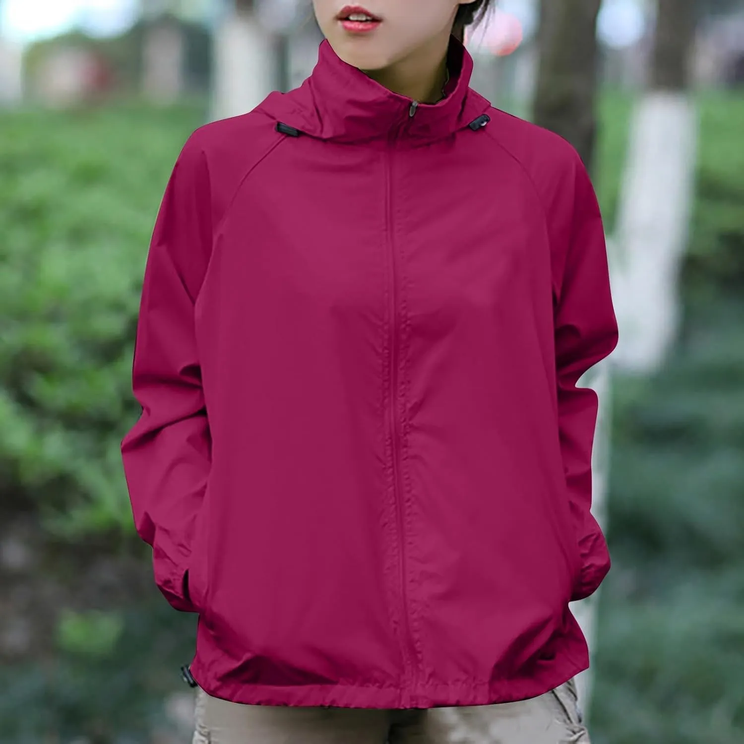 Rain Jacket Women Lightweight Hooded Raincoat Waterproof Windbreaker Jackets 2025 Packable Rain Coats with Pockets