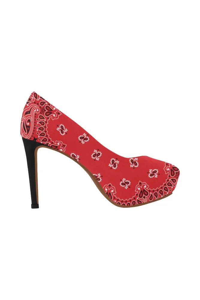 red bandana Women's High Heels (Model 044)