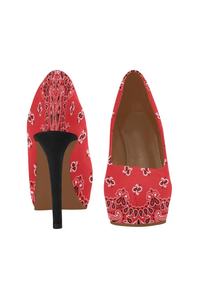 red bandana Women's High Heels (Model 044)