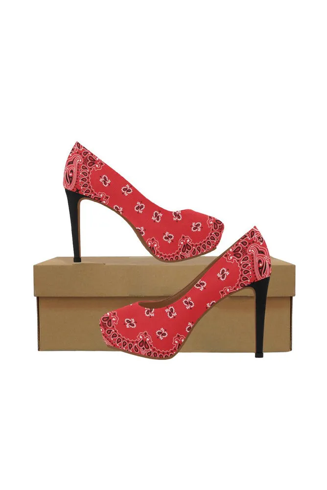 red bandana Women's High Heels (Model 044)