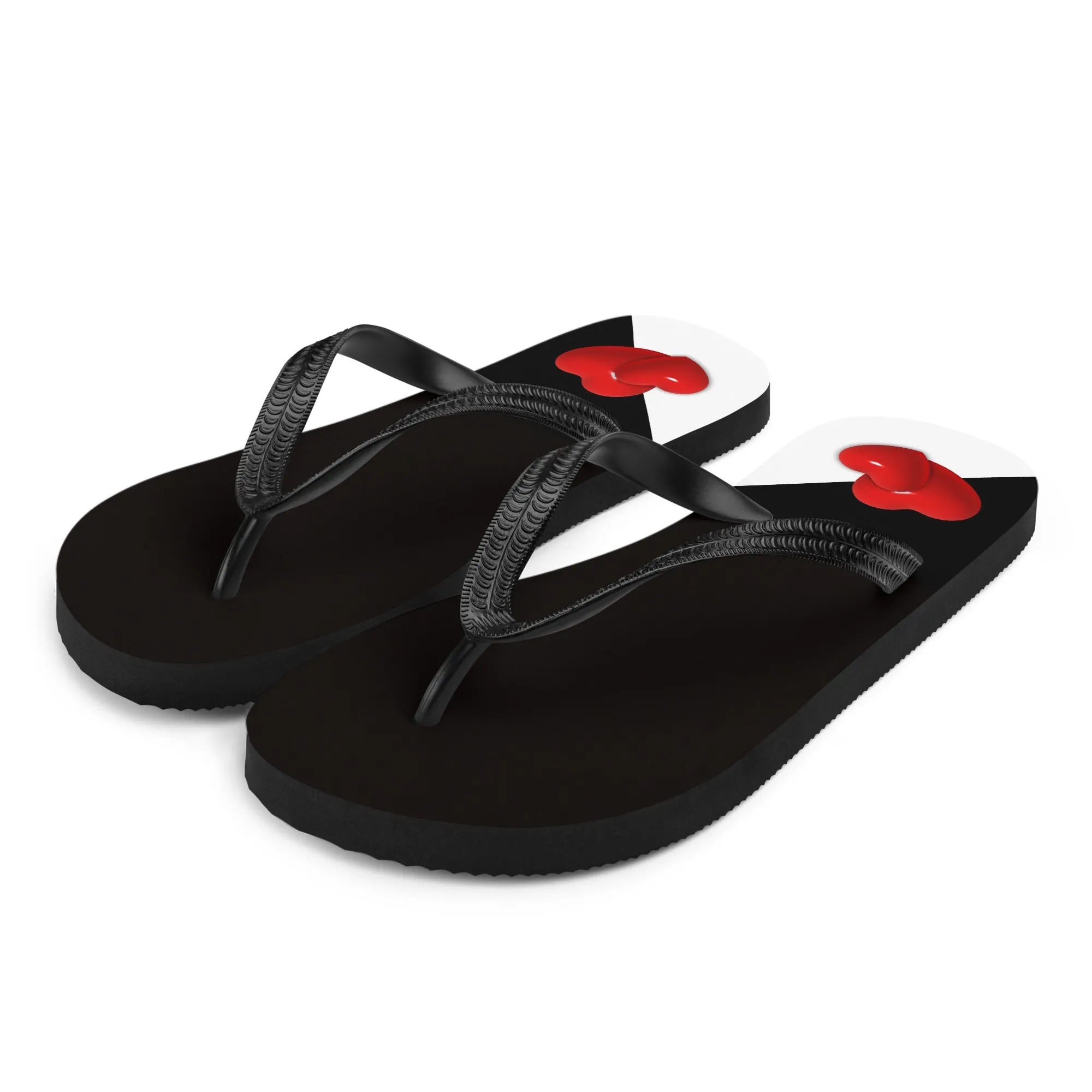 Red, Black & White Hearts  -Designer Flip Flops.