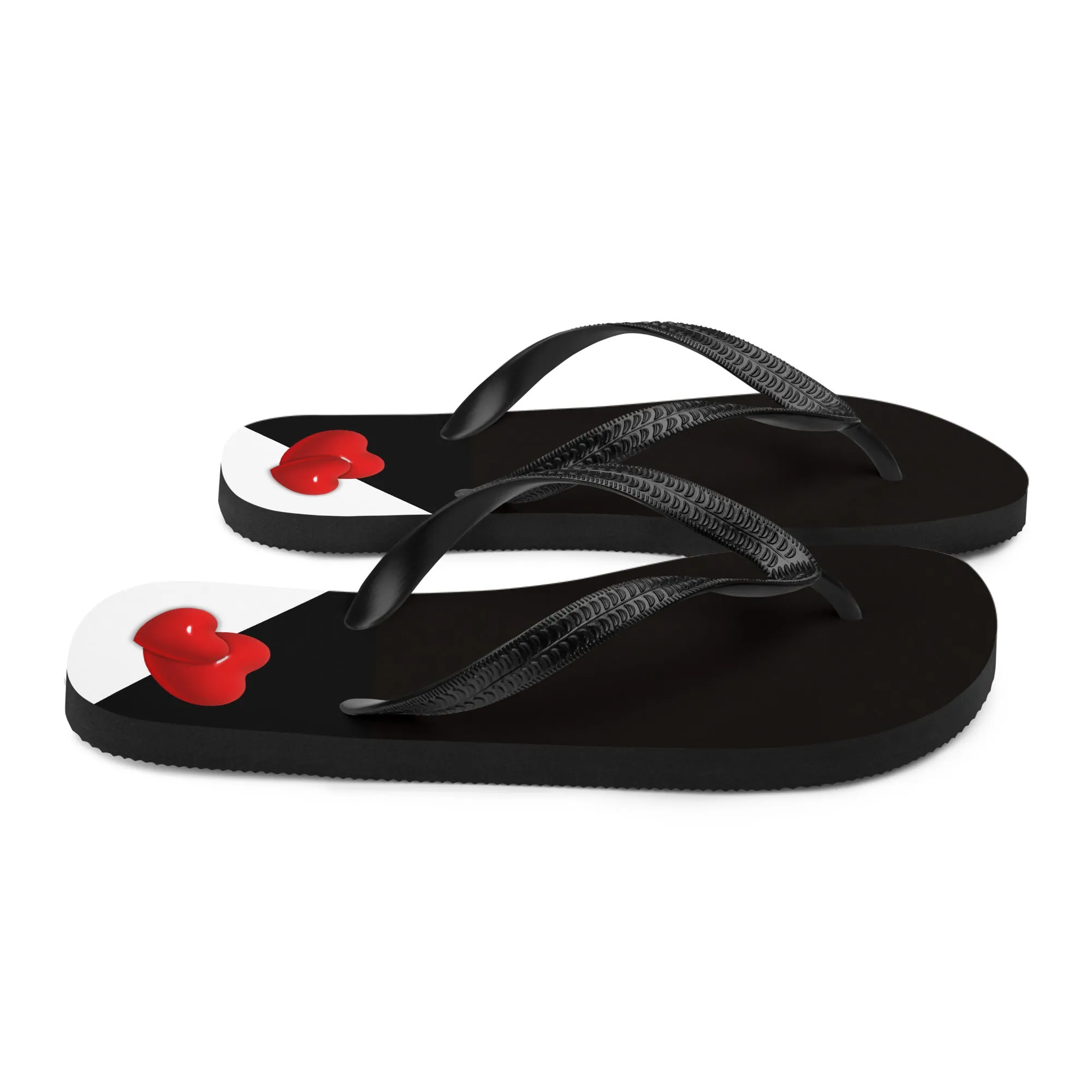 Red, Black & White Hearts  -Designer Flip Flops.