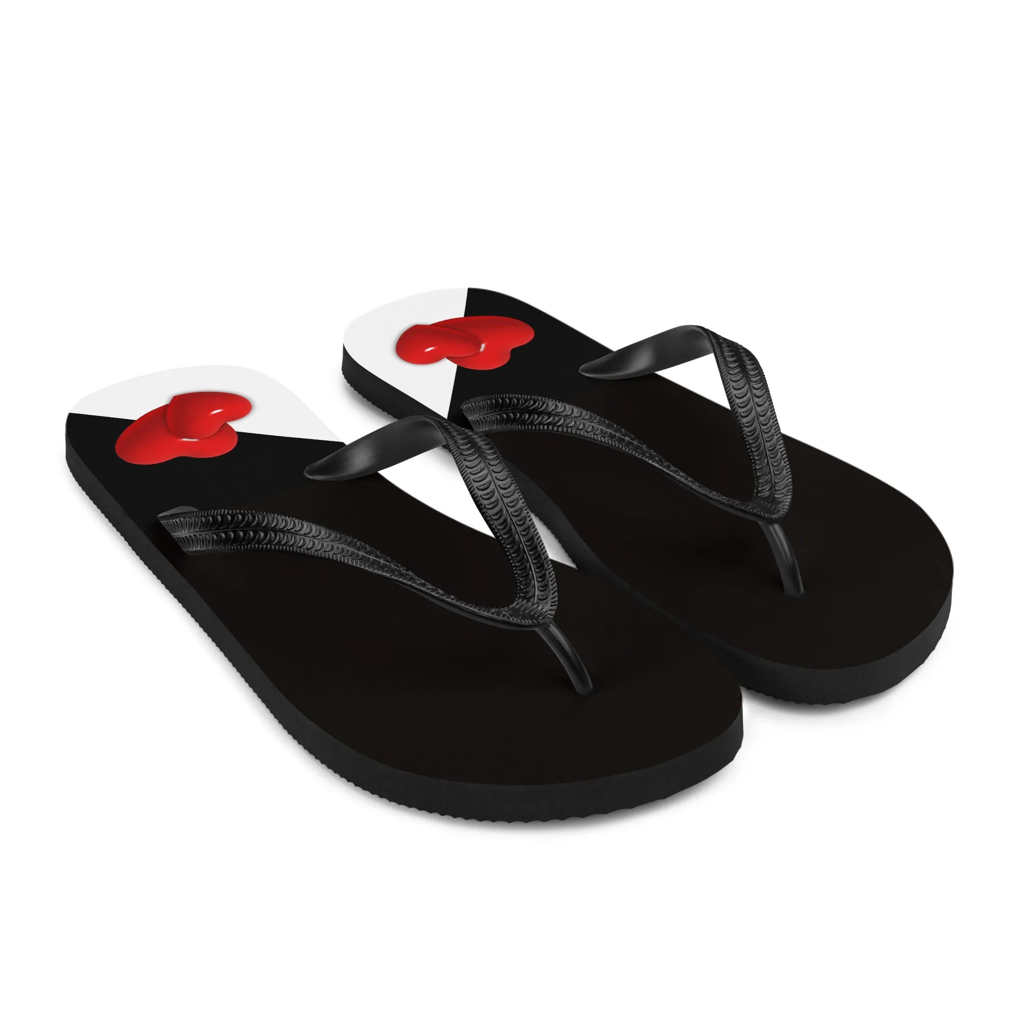Red, Black & White Hearts  -Designer Flip Flops.