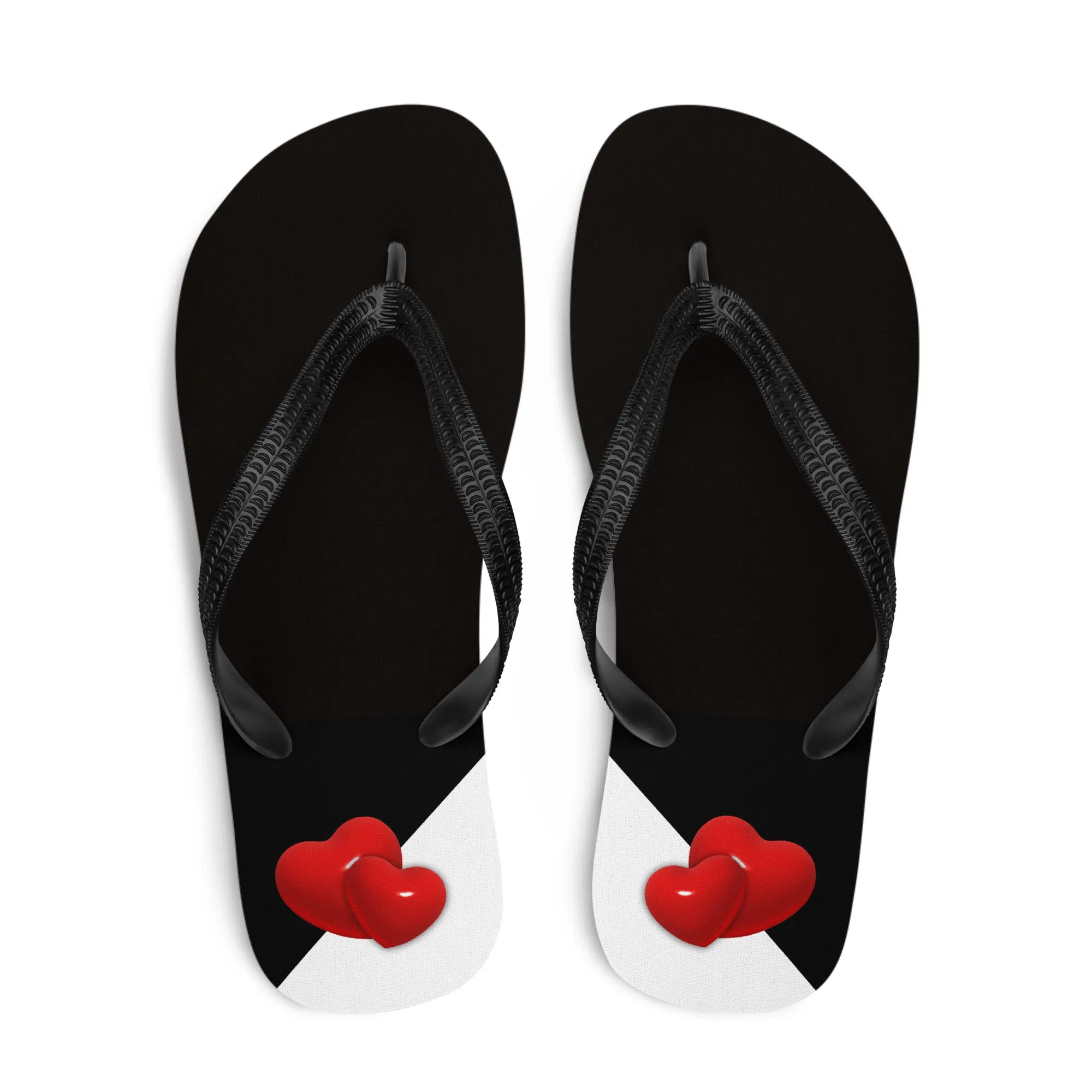 Red, Black & White Hearts  -Designer Flip Flops.