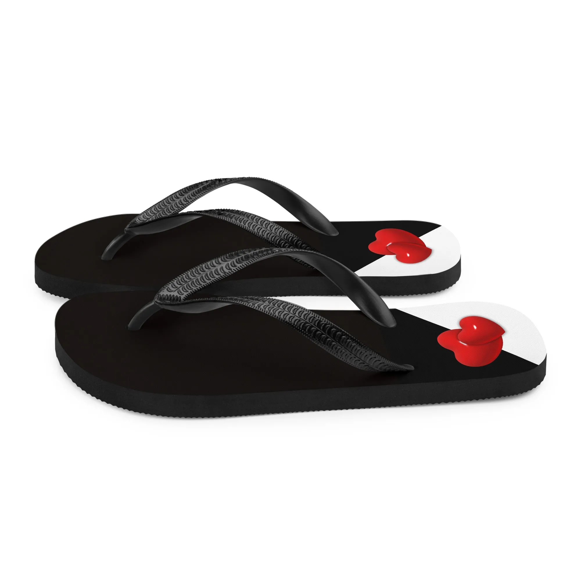 Red, Black & White Hearts  -Designer Flip Flops.