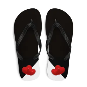 Red, Black & White Hearts  -Designer Flip Flops.