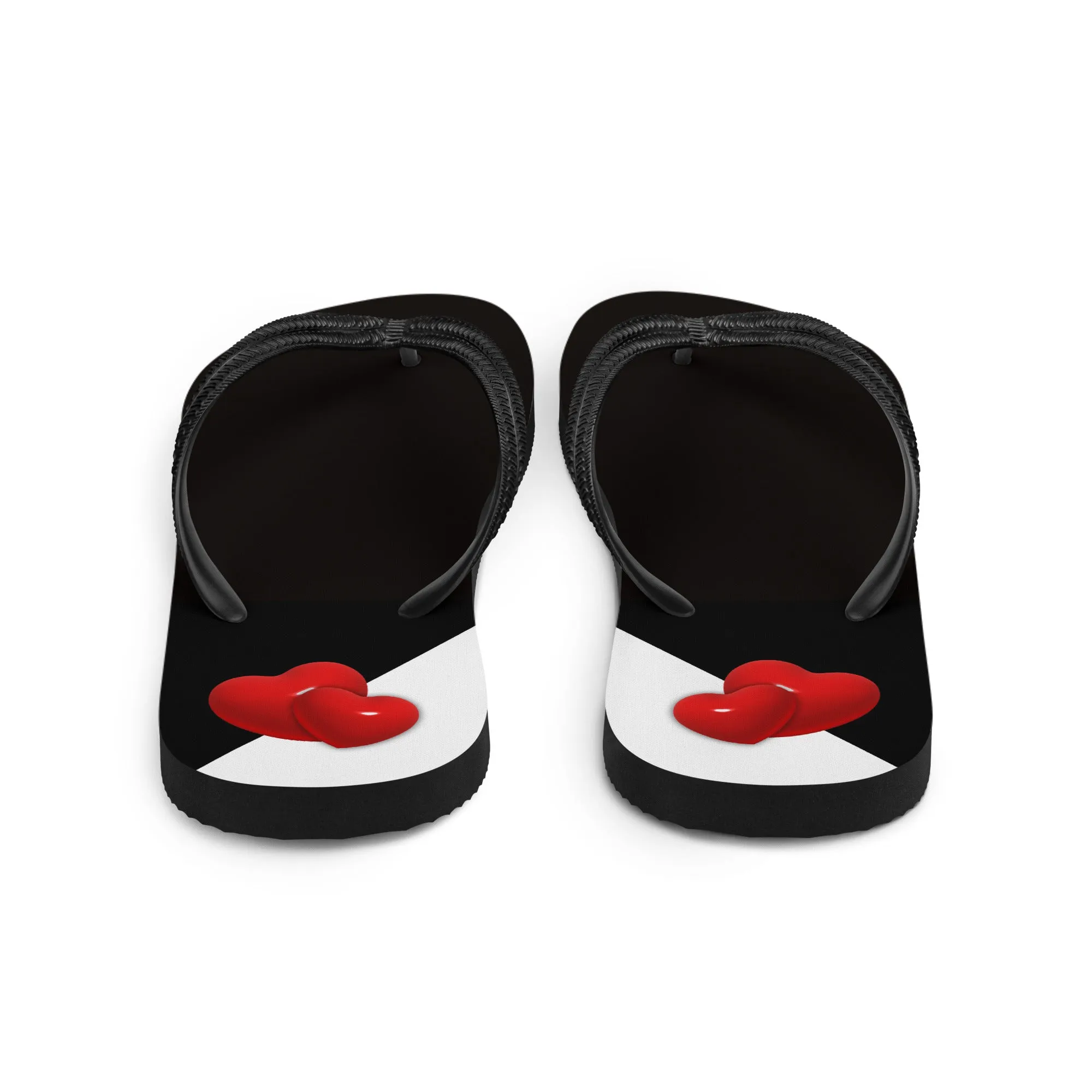 Red, Black & White Hearts  -Designer Flip Flops.