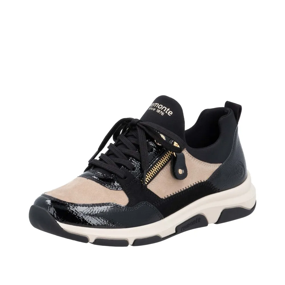 Remonte Ladies Shoes Black/Cream Trainers Sneaker Vegan D1S02-04 sale