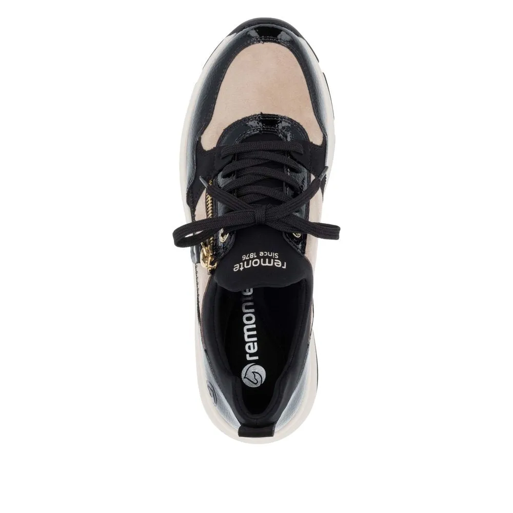 Remonte Ladies Shoes Black/Cream Trainers Sneaker Vegan D1S02-04 sale