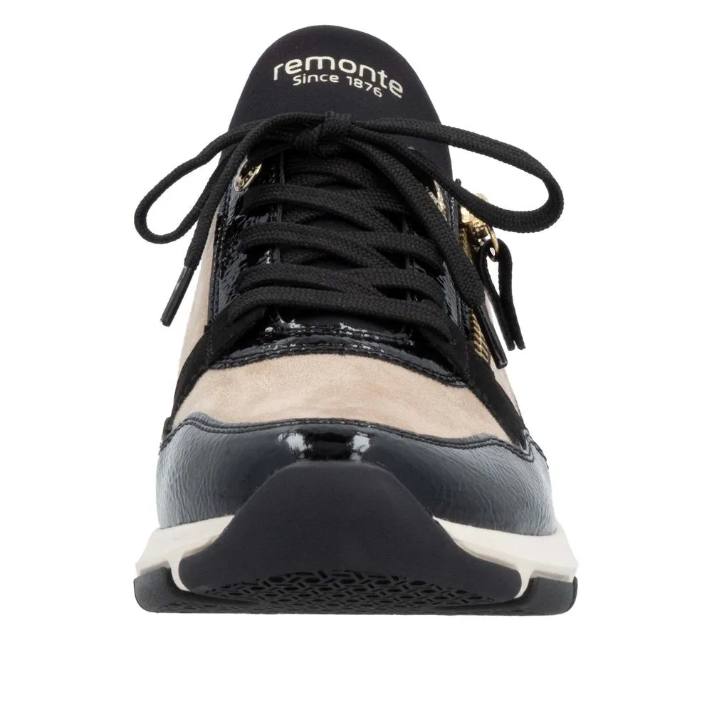 Remonte Ladies Shoes Black/Cream Trainers Sneaker Vegan D1S02-04 sale