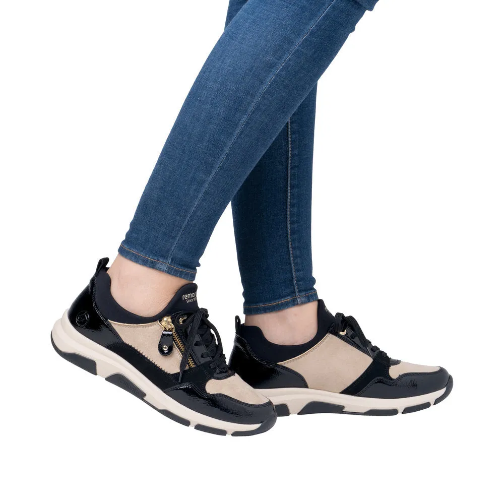 Remonte Ladies Shoes Black/Cream Trainers Sneaker Vegan D1S02-04 sale