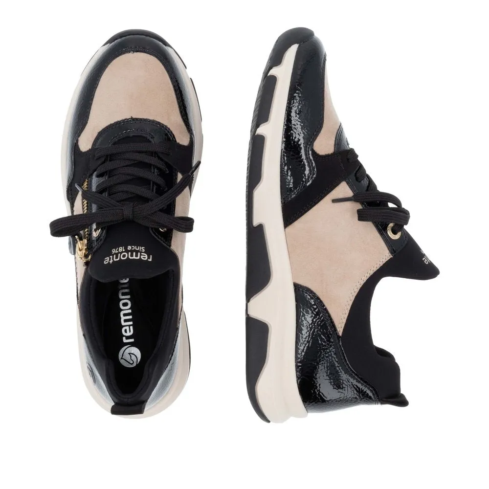 Remonte Ladies Shoes Black/Cream Trainers Sneaker Vegan D1S02-04 sale