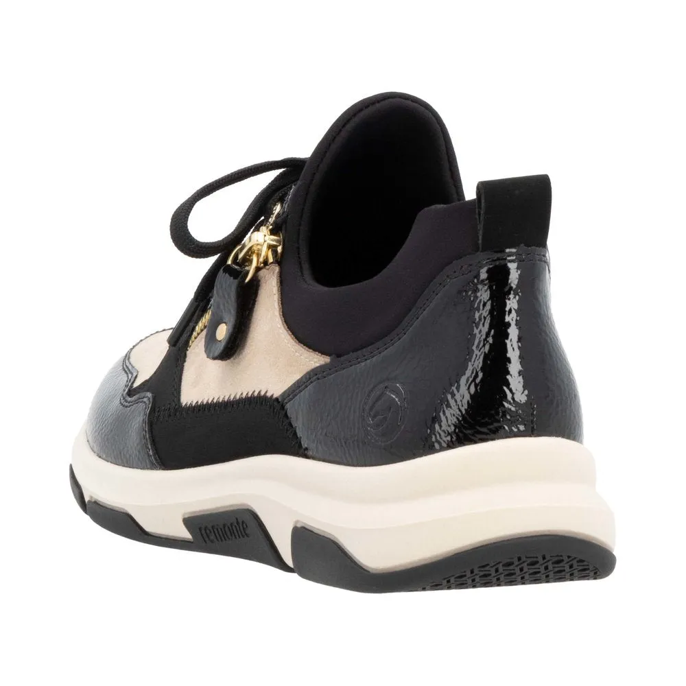 Remonte Ladies Shoes Black/Cream Trainers Sneaker Vegan D1S02-04 sale