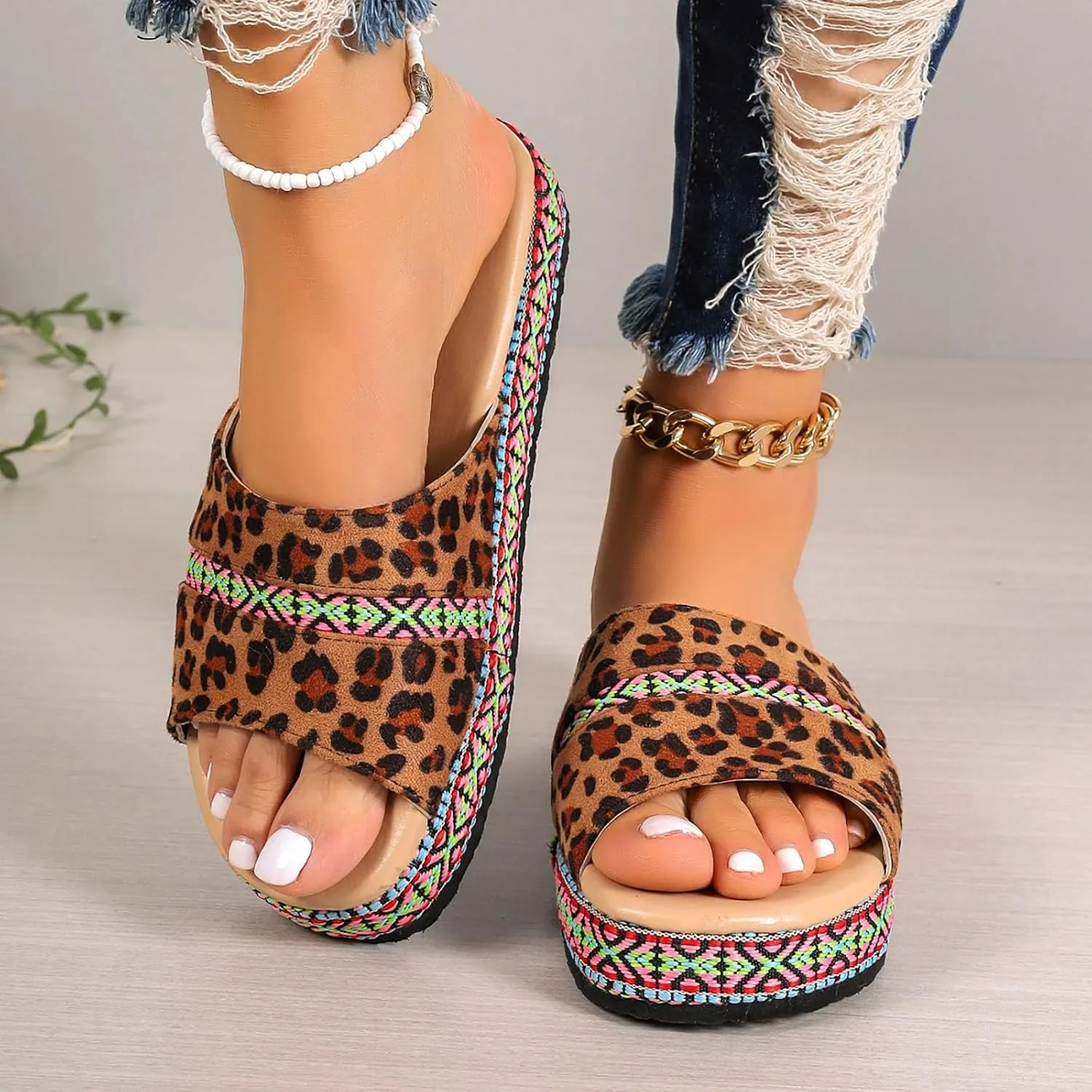 Sandals Womens Dressy Casual Platform Sandals Open Toe Slip On Slippers Casual Anti Dress Sandals Shoes for Women