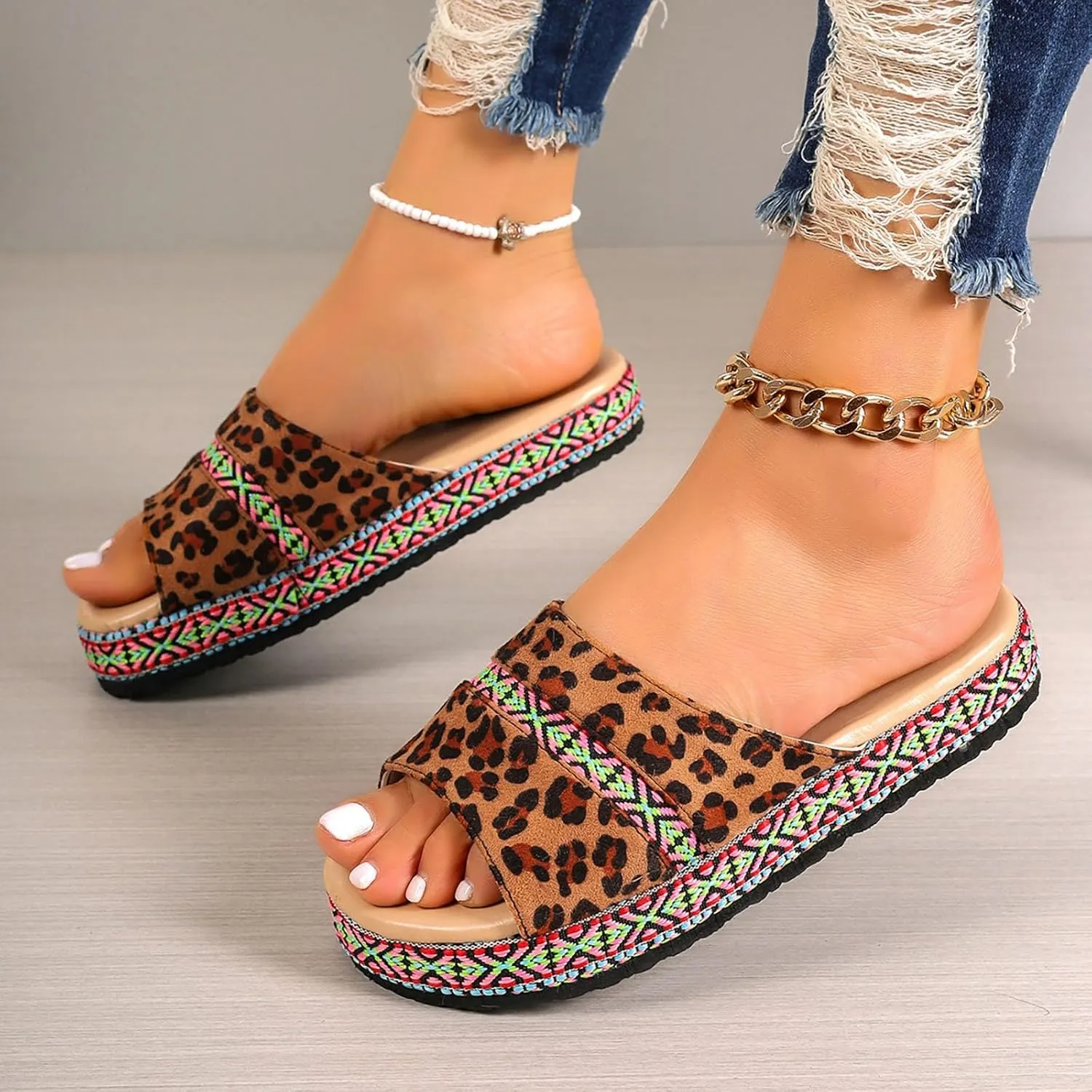 Sandals Womens Dressy Casual Platform Sandals Open Toe Slip On Slippers Casual Anti Dress Sandals Shoes for Women