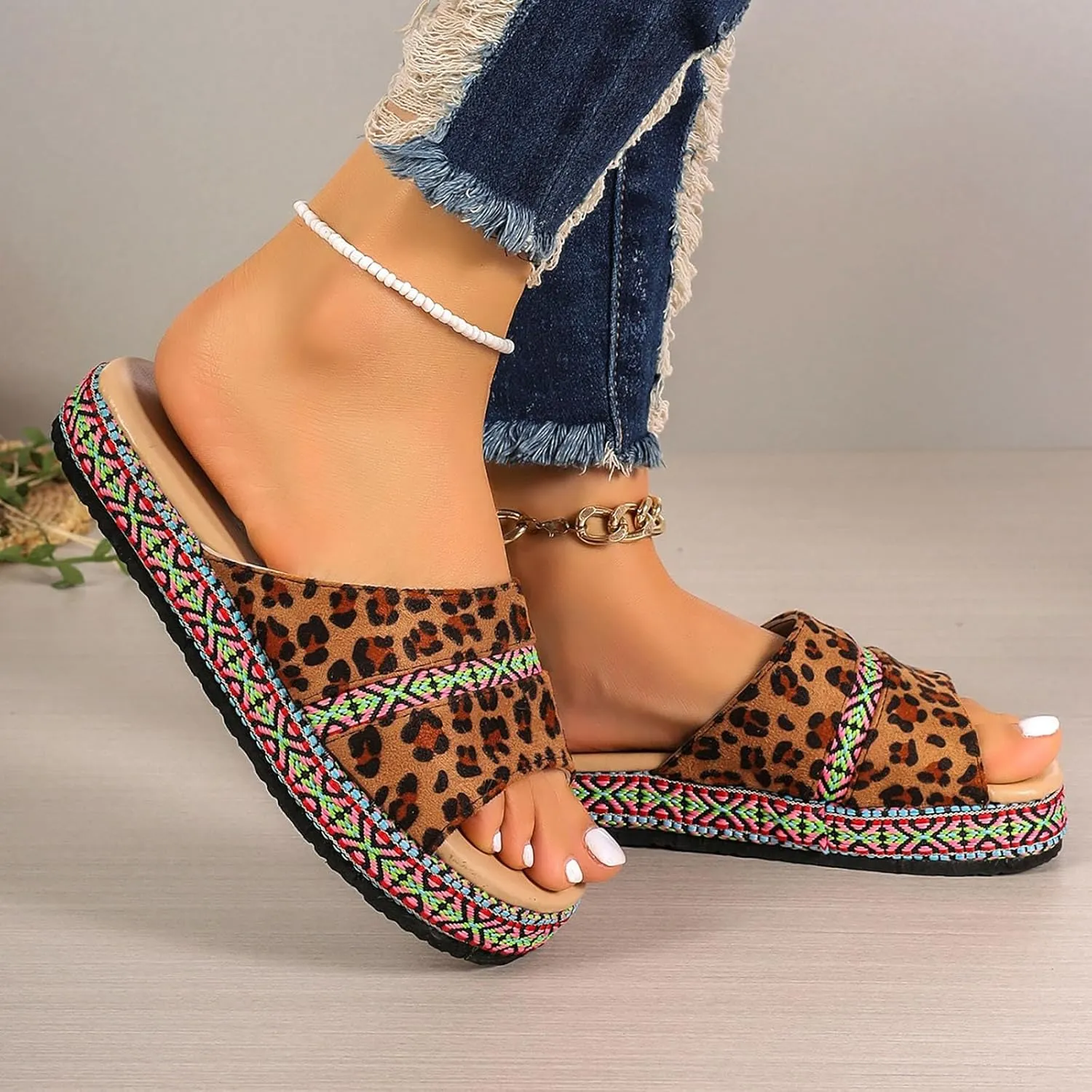 Sandals Womens Dressy Casual Platform Sandals Open Toe Slip On Slippers Casual Anti Dress Sandals Shoes for Women