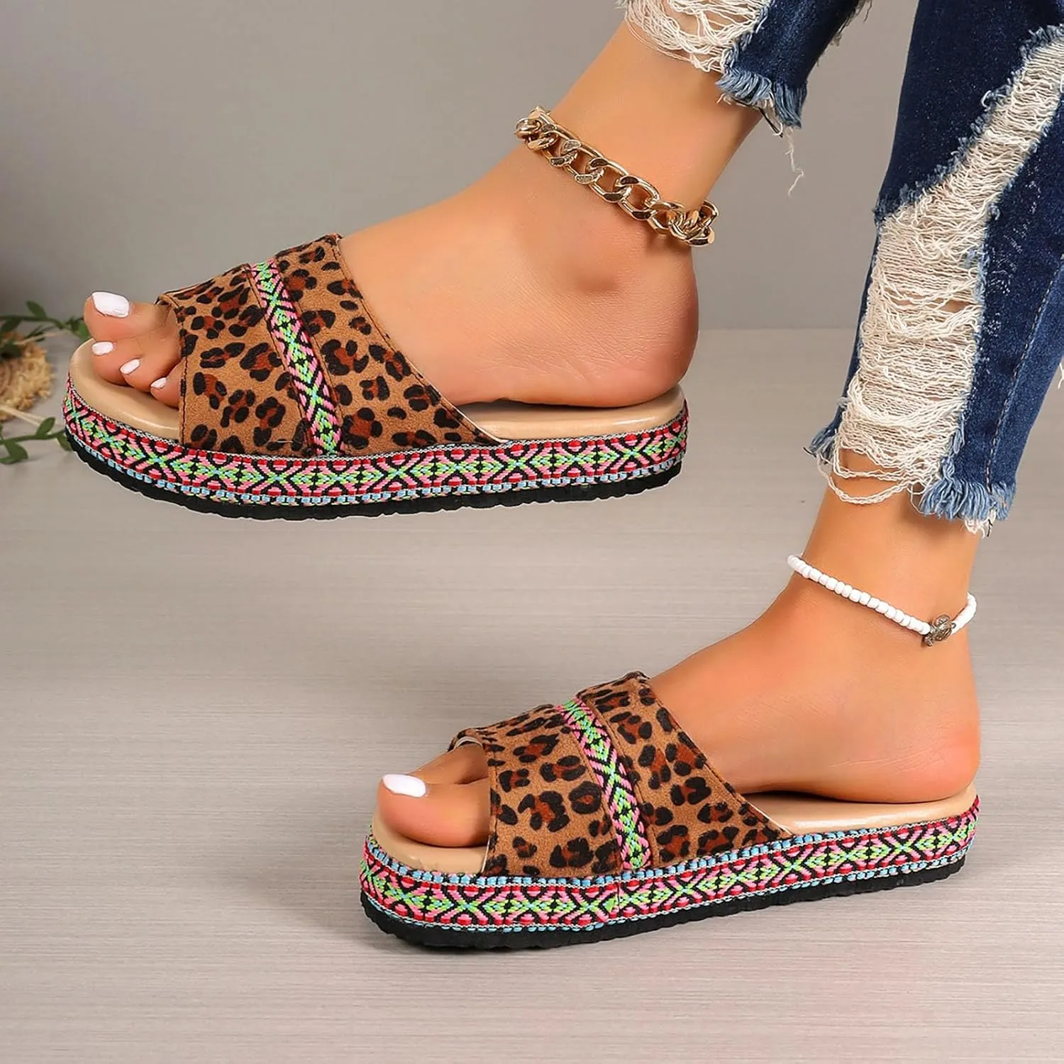 Sandals Womens Dressy Casual Platform Sandals Open Toe Slip On Slippers Casual Anti Dress Sandals Shoes for Women