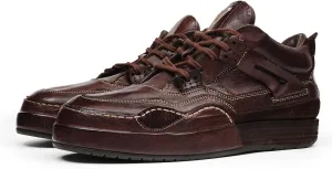 Santimon Men??s Luxury Horse-Leather Sneakers ?C Handmade Goodyear-Welt Low-Top Dress-Casual Shoes, Breathable Cow-Leather Insole, Business & Weekend Walking Comfort