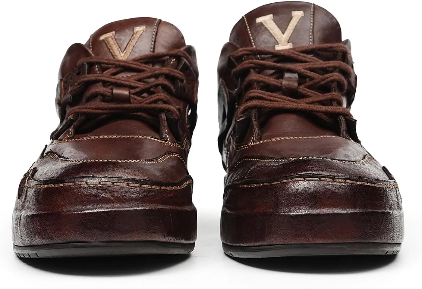Santimon Men??s Luxury Horse-Leather Sneakers ?C Handmade Goodyear-Welt Low-Top Dress-Casual Shoes, Breathable Cow-Leather Insole, Business & Weekend Walking Comfort