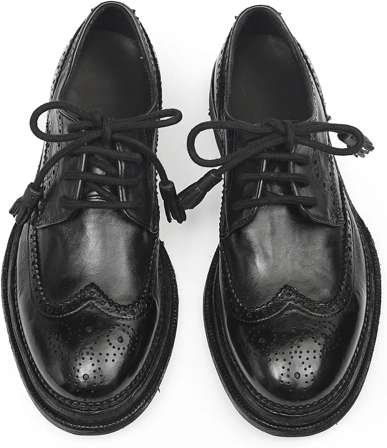 Santimon Men??s Wingtip Brogue Oxfords Horse-Leather Dress Formal Shoes ?C Handcrafted Goodyear-Welt Construction, Breathable Leather Lining for Business-Casual & Wedding