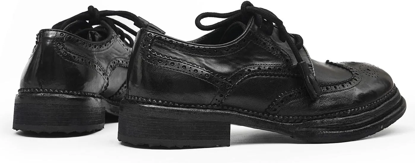 Santimon Men??s Wingtip Brogue Oxfords Horse-Leather Dress Formal Shoes ?C Handcrafted Goodyear-Welt Construction, Breathable Leather Lining for Business-Casual & Wedding