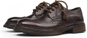 Santimon Men??s Wingtip Brogue Oxfords Horse-Leather Dress Formal Shoes ?C Handcrafted Goodyear-Welt Construction, Breathable Leather Lining for Business-Casual & Wedding