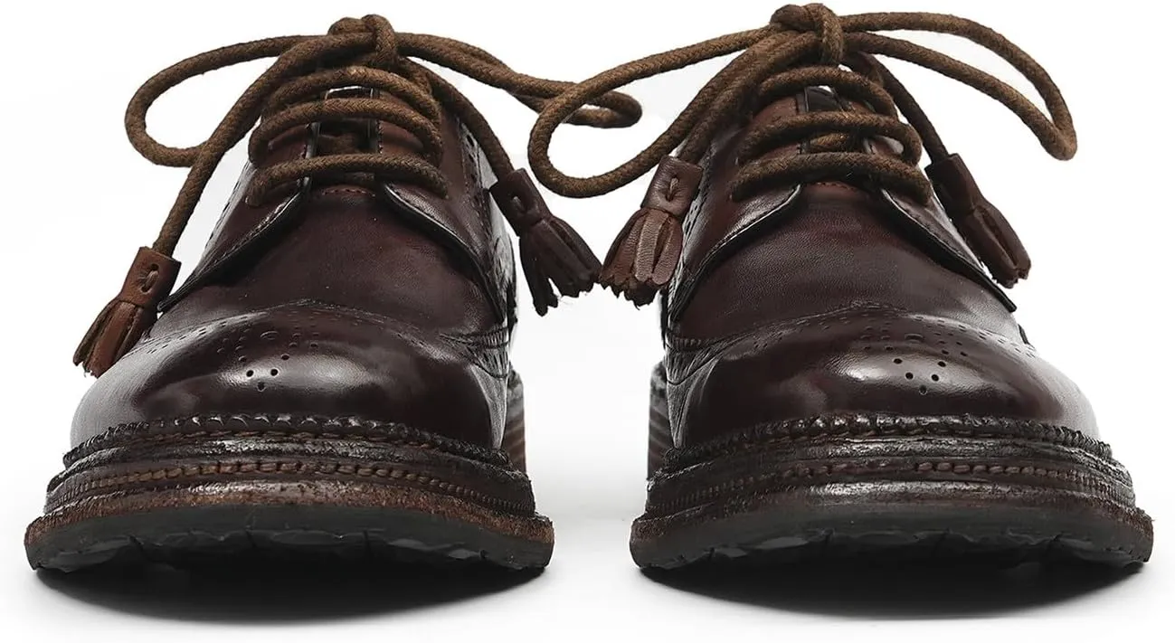 Santimon Men??s Wingtip Brogue Oxfords Horse-Leather Dress Formal Shoes ?C Handcrafted Goodyear-Welt Construction, Breathable Leather Lining for Business-Casual & Wedding
