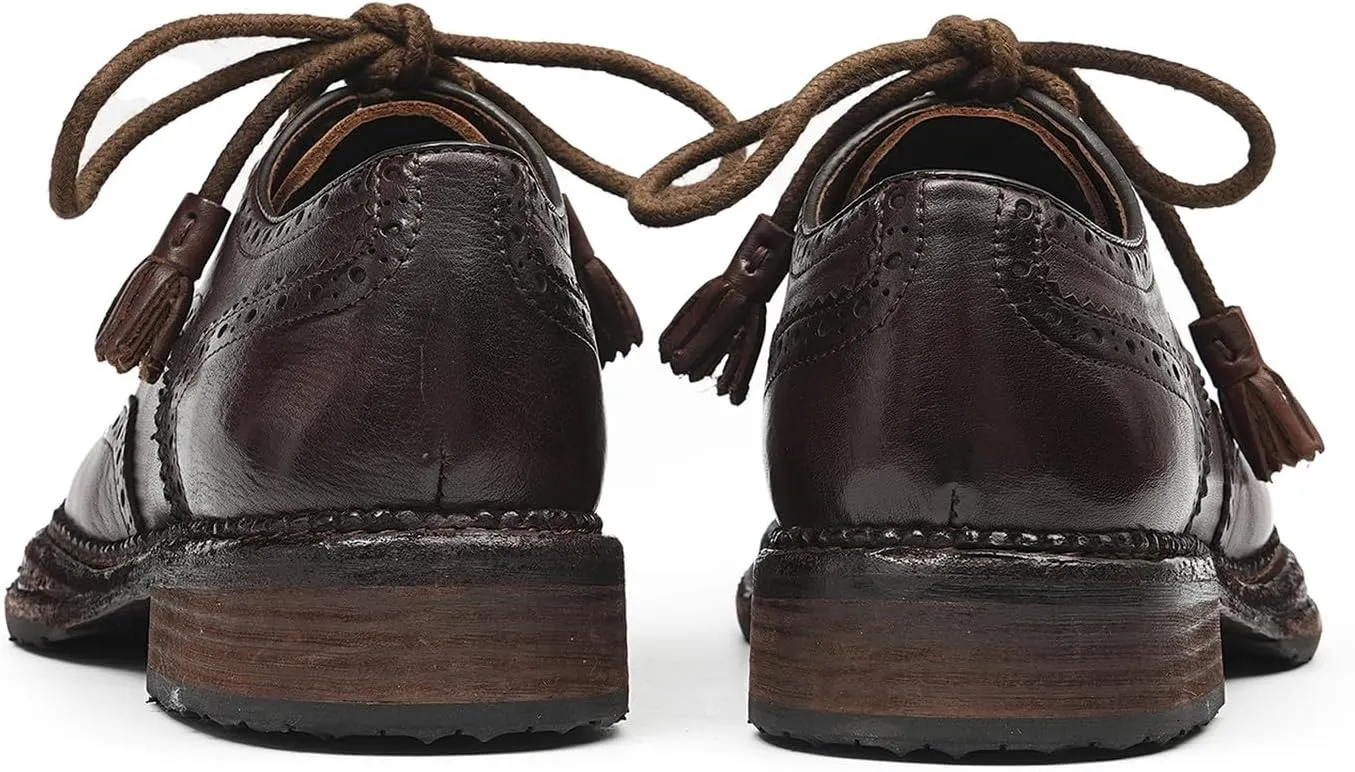 Santimon Men??s Wingtip Brogue Oxfords Horse-Leather Dress Formal Shoes ?C Handcrafted Goodyear-Welt Construction, Breathable Leather Lining for Business-Casual & Wedding
