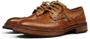 Santimon Men??s Wingtip Brogue Oxfords Horse-Leather Dress Formal Shoes ?C Handcrafted Goodyear-Welt Construction, Breathable Leather Lining for Business-Casual & Wedding