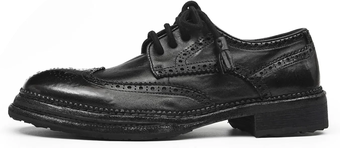 Santimon Men??s Wingtip Brogue Oxfords Horse-Leather Dress Formal Shoes ?C Handcrafted Goodyear-Welt Construction, Breathable Leather Lining for Business-Casual & Wedding