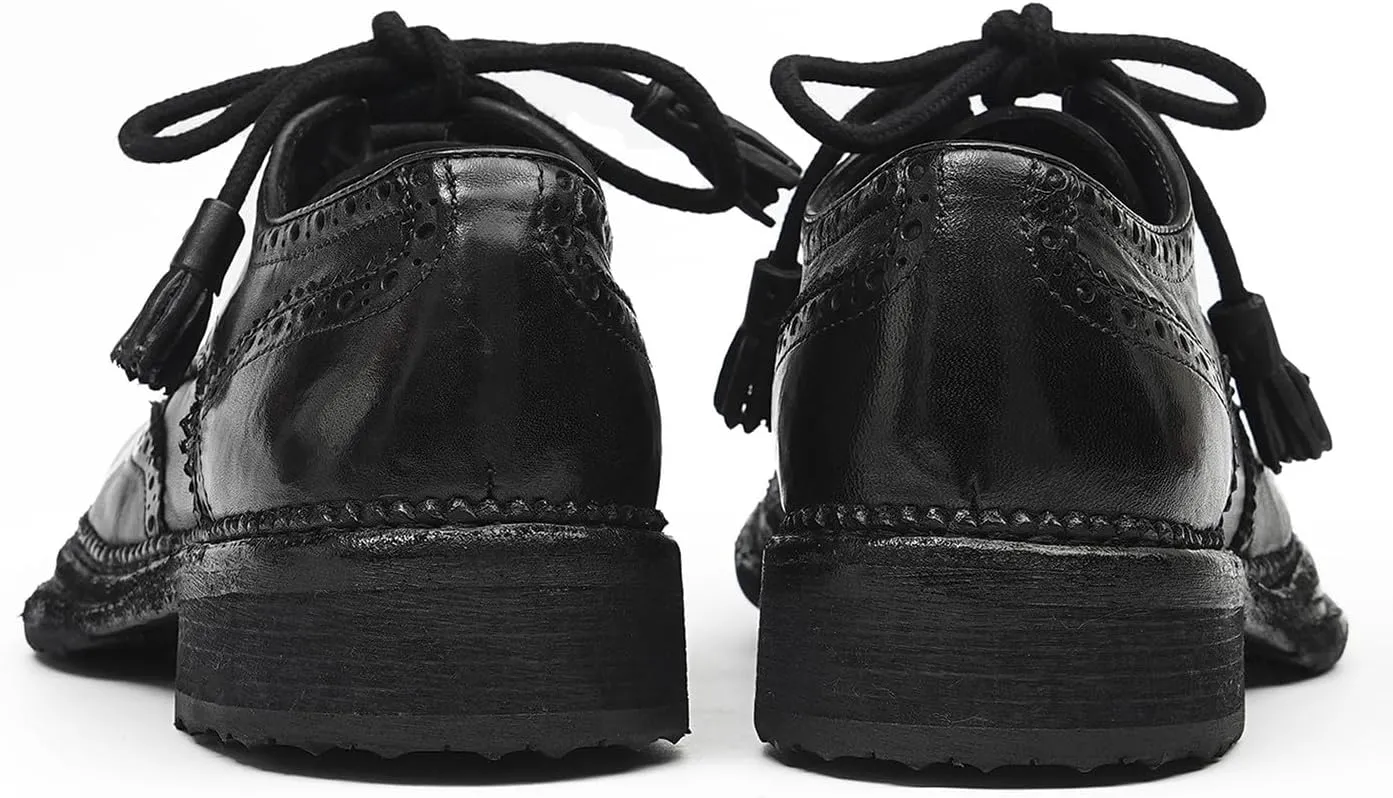 Santimon Men??s Wingtip Brogue Oxfords Horse-Leather Dress Formal Shoes ?C Handcrafted Goodyear-Welt Construction, Breathable Leather Lining for Business-Casual & Wedding