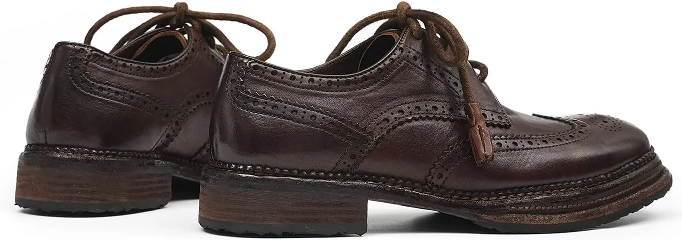 Santimon Men??s Wingtip Brogue Oxfords Horse-Leather Dress Formal Shoes ?C Handcrafted Goodyear-Welt Construction, Breathable Leather Lining for Business-Casual & Wedding
